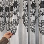 Perdea In cu Broderie Maya cu Flori Negre - imagine 8
