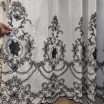 Perdea In cu Broderie Maya cu Flori Negre - imagine 6
