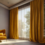 Draperie din Velur Raiat  Sonil Blackout 85% Galben Mustar