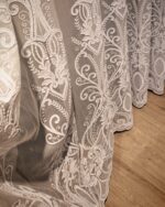 Perdea Aura din Bambus cu Broderie Albă 48109 L4.10m/H2.55m cu Rejansa Wave - imagine 4