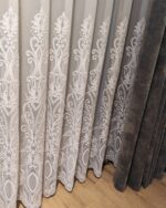 Perdea Aura din Bambus cu Broderie Albă 48109 L4.10m/H2.55m cu Rejansa Wave - imagine 2