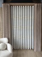 Perdea din In cu  Broderie  Eleganta Crem/Auriu 12626 - imagine 5