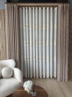 Perdea din In cu  Broderie  Eleganta Crem/Auriu 12626 - imagine 6