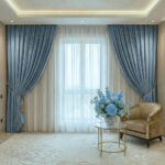 Draperie de Textura Groasa Yemen 80% Blackout Bleu