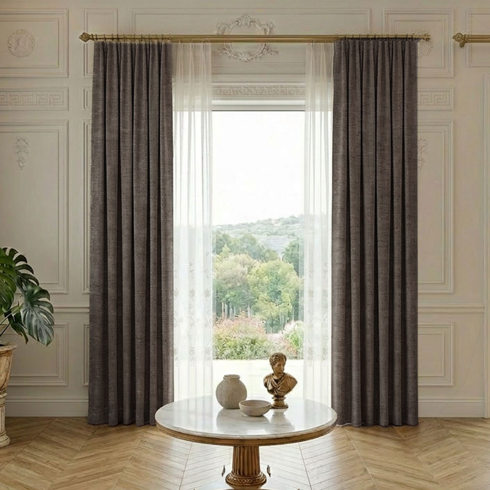 yildiz 3004 1 Draperie de Textura Groasa 90% Blackout Yildiz Gri Fumuriu - imagine 1