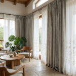 Draperie de Textura Groasa 90% Blackout Yildiz Crem/Verde