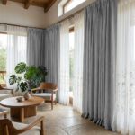 Draperie de Textura Groasa 90% Blackout Yildiz Gri Deschis