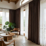 Draperie de Textura Groasa 90% Blackout Yildiz Maro Inchis