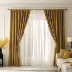 Draperie de Textura Groasa 90% Blackout Yildiz Galben Mustar