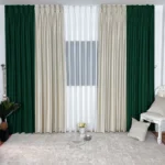 Draperie de Catifea Duo / Crem cu Verde