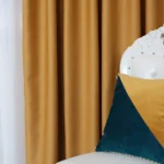 Draperie de Stofa Shine cu textura groasa 90% Blackout Mustar - imagine 5