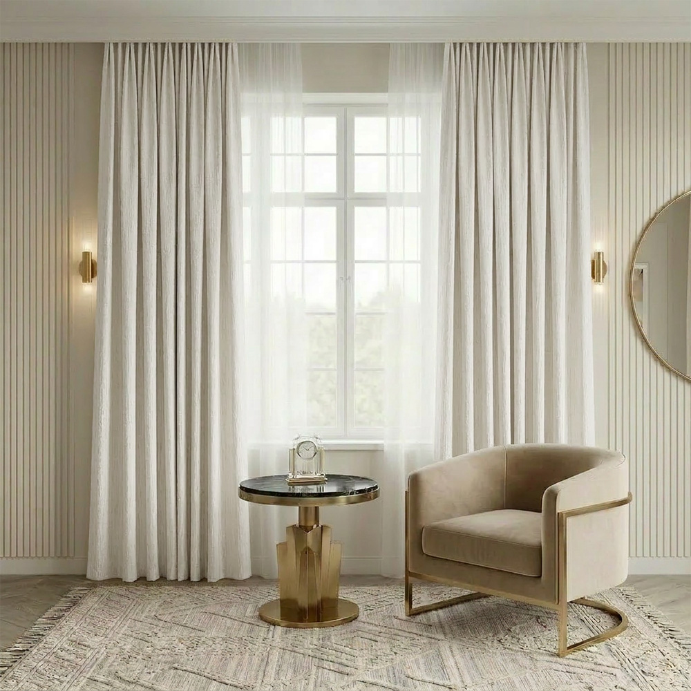VALENCIA 101 (2) Draperie de Catifea Texturata Valencia Blackout 90% Crem - imagine 1