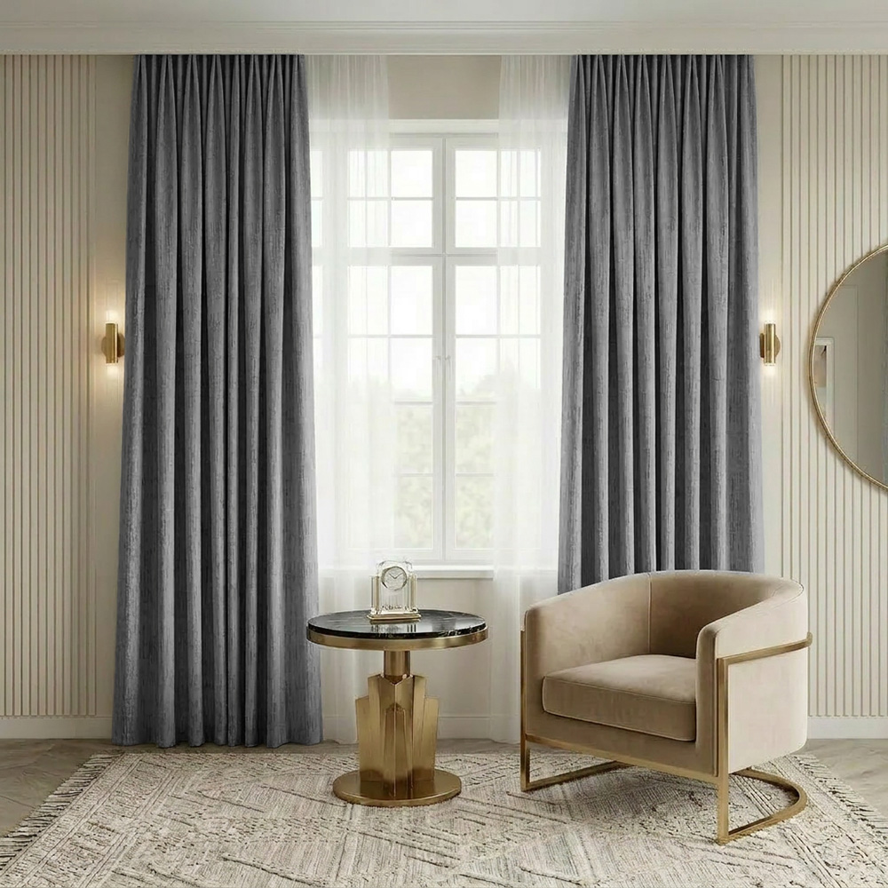 VALENCIA 111 Draperie de Catifea Texturata Valencia Blackout 90% Gri Antracit - imagine 1