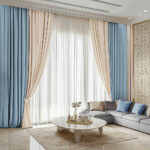 Draperie de Catifea Duo / Baby Blue-Crem