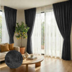 Draperie Cairo Luxury din Catifea cu Insertii   Blackout 80 % Negru