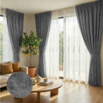 Draperie Cairo Luxury din Catifea cu Insertii   Blackout 80 % Gri Antracit
