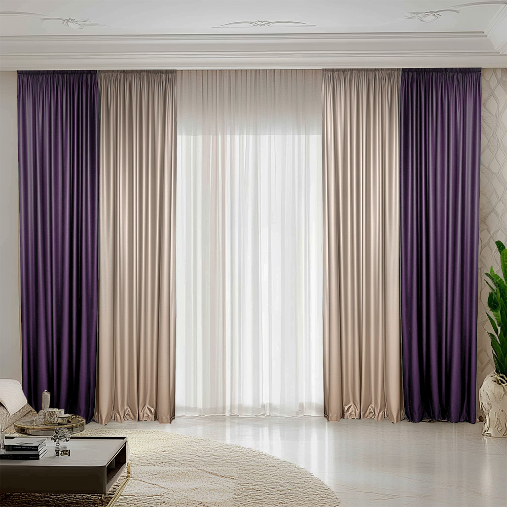 crem-lila.jpg Draperie de Catifea Duo / Crem- Lila - imagine 1