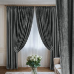 Draperie de Catifea Texturata Tokyo Blackout 80% Gri Petrol