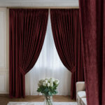 Draperie de Catifea Texturata Tokyo Blackout 80% Rosu Burgundy