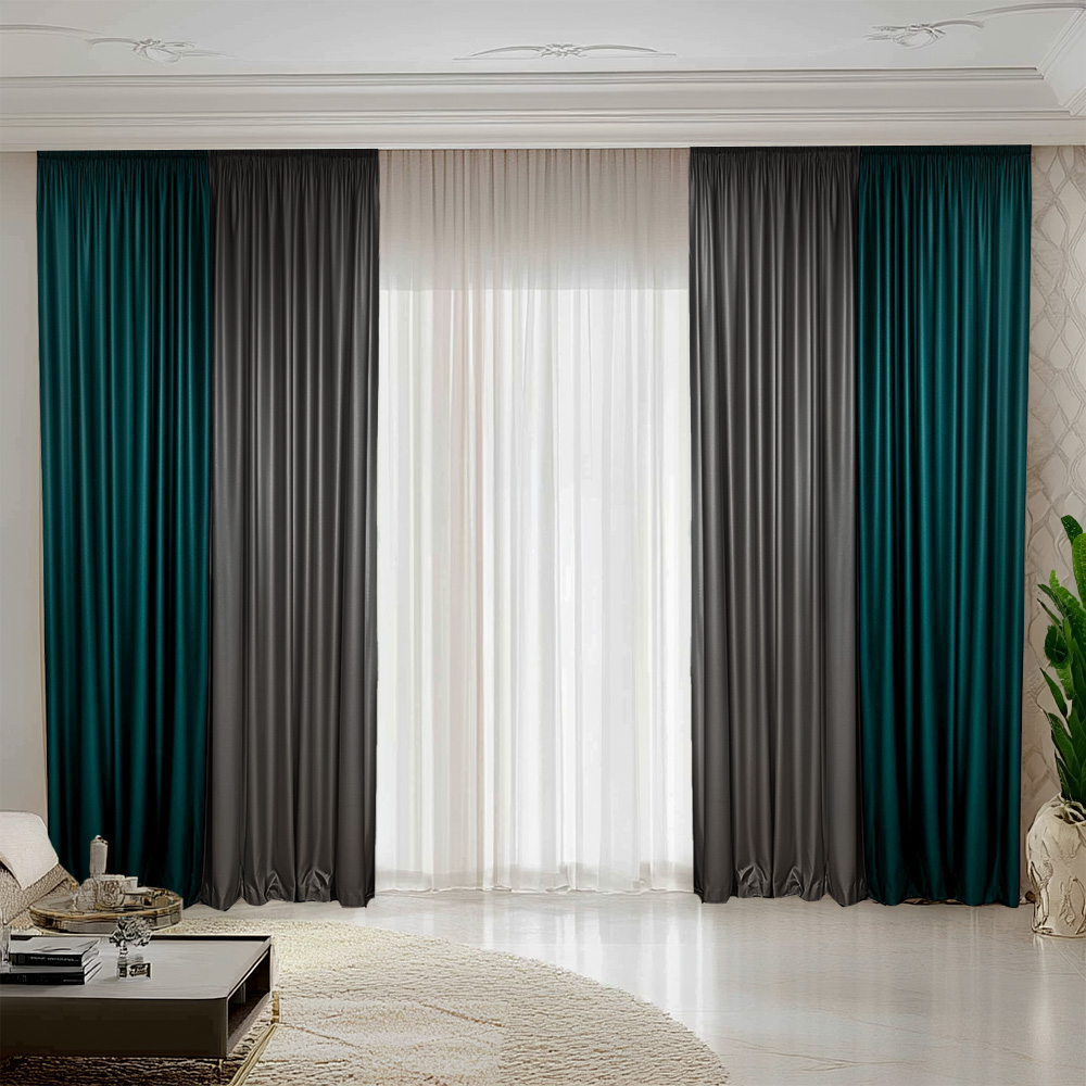 turcoaz-gri-inchis.jpg Draperie de Catifea Duo / Turkuaz-Gri Inchis - imagine 1