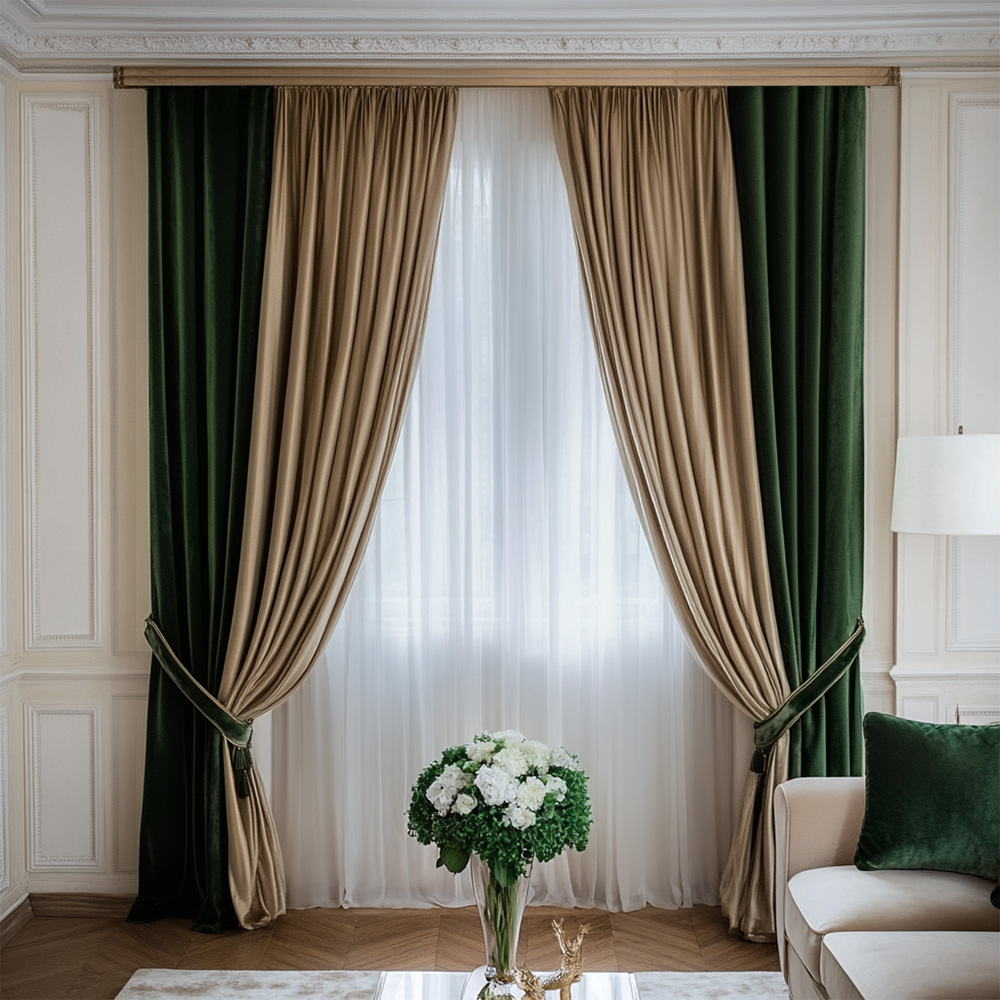 verde-bej.jpg Draperie de Catifea Duo / Verde-Bej - imagine 1