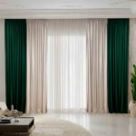 Draperie de Catifea Duo / Verde-Ivory