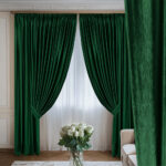 Draperie de Catifea Texturata Tokyo Blackout 80% Verde Smarald