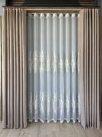 Perdea Vanessa cu Broderie Fina - Crem L5m/H2.60m cu Rejansa Wave - imagine 4