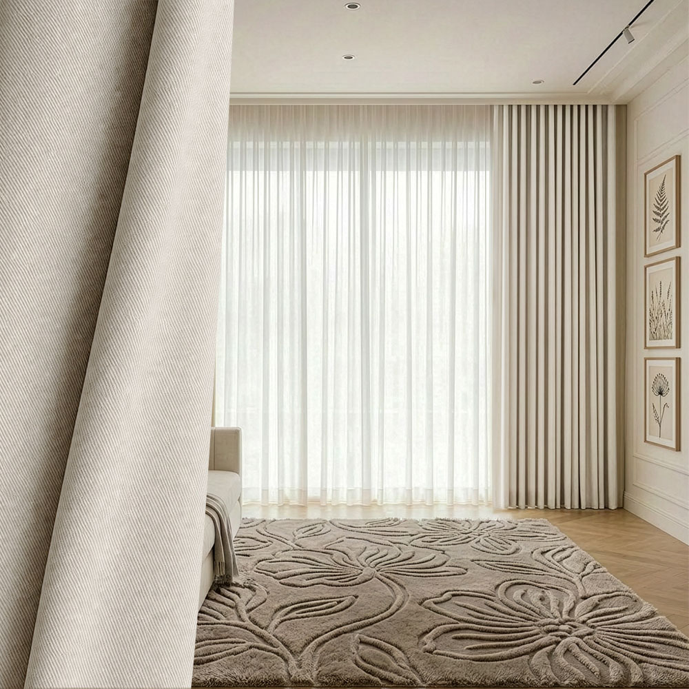 LAZIO 102 Draperie de Textura Groasa 100% Blackout Lazio Crem - imagine 1