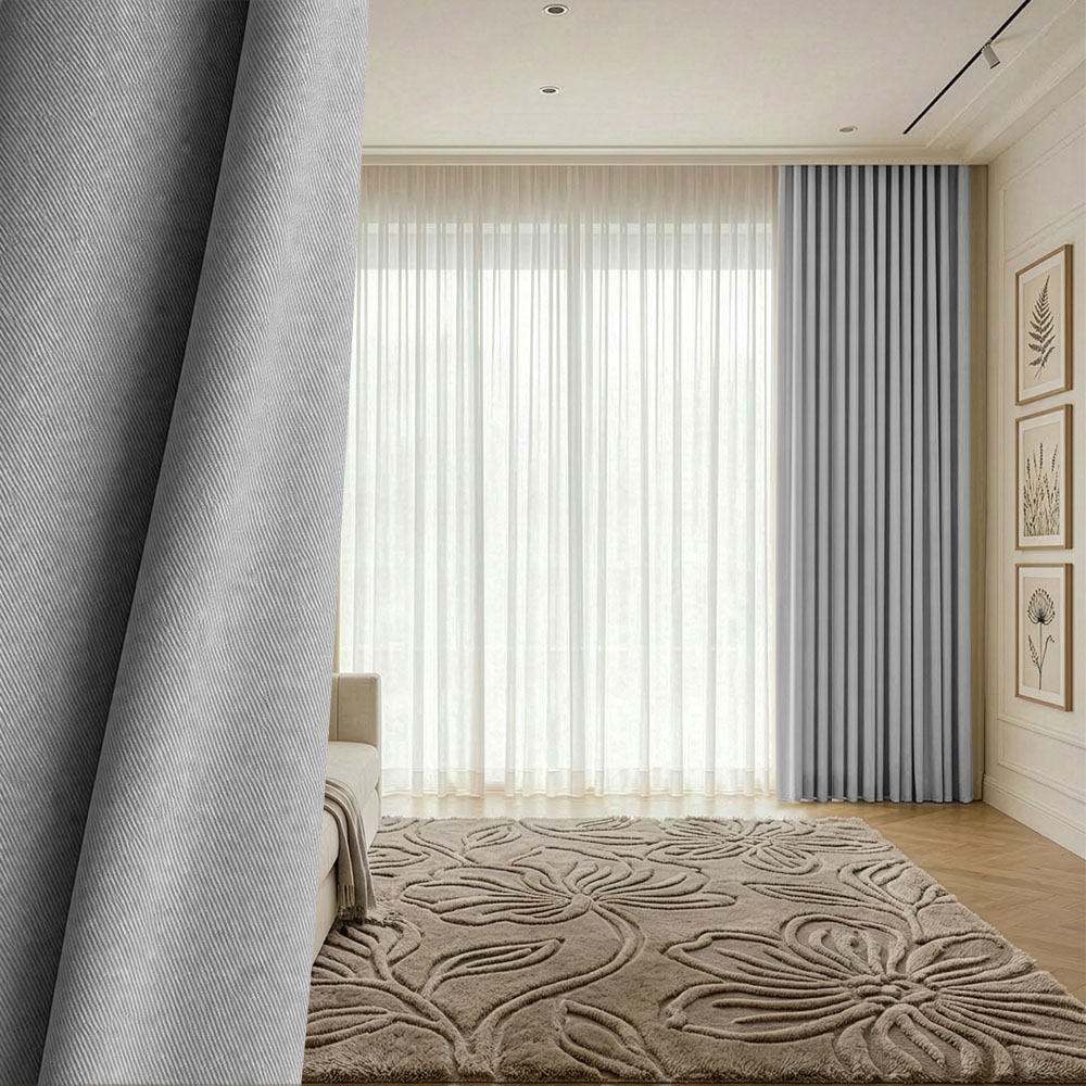 LAZIO 107 Draperie de Textura 100% Blackout Lazio Gri Deschis - imagine 1