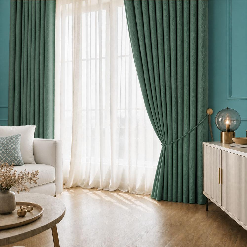 LAZIO 111 Draperie de Textura 100% Blackout Lazio Verde Menta - imagine 1