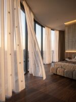 Perdea Alb din Inisor  cu Model Floral 3D - imagine 2