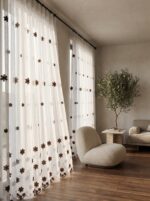 Perdea In cu Broderie Flori Maro L5m/H2.50m cu Rejansa Wave - imagine 2