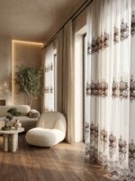 Perdea Ivory  din Inisor cu Broderie Regala Maro - imagine 2