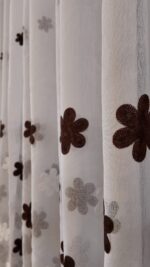 Perdea In cu Broderie Flori Maro L5m/H2.50m cu Rejansa Wave