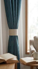 Set 2 Bucati Cordoane Catifea cu Arici Prindere Pentru Draperii Bej