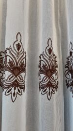 Perdea Ivory  din Inisor cu Broderie Regala Maro