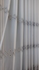 Perdea din Matase Opaca Alba cu Broderie Gri BRD-6762-09-11 - imagine 5