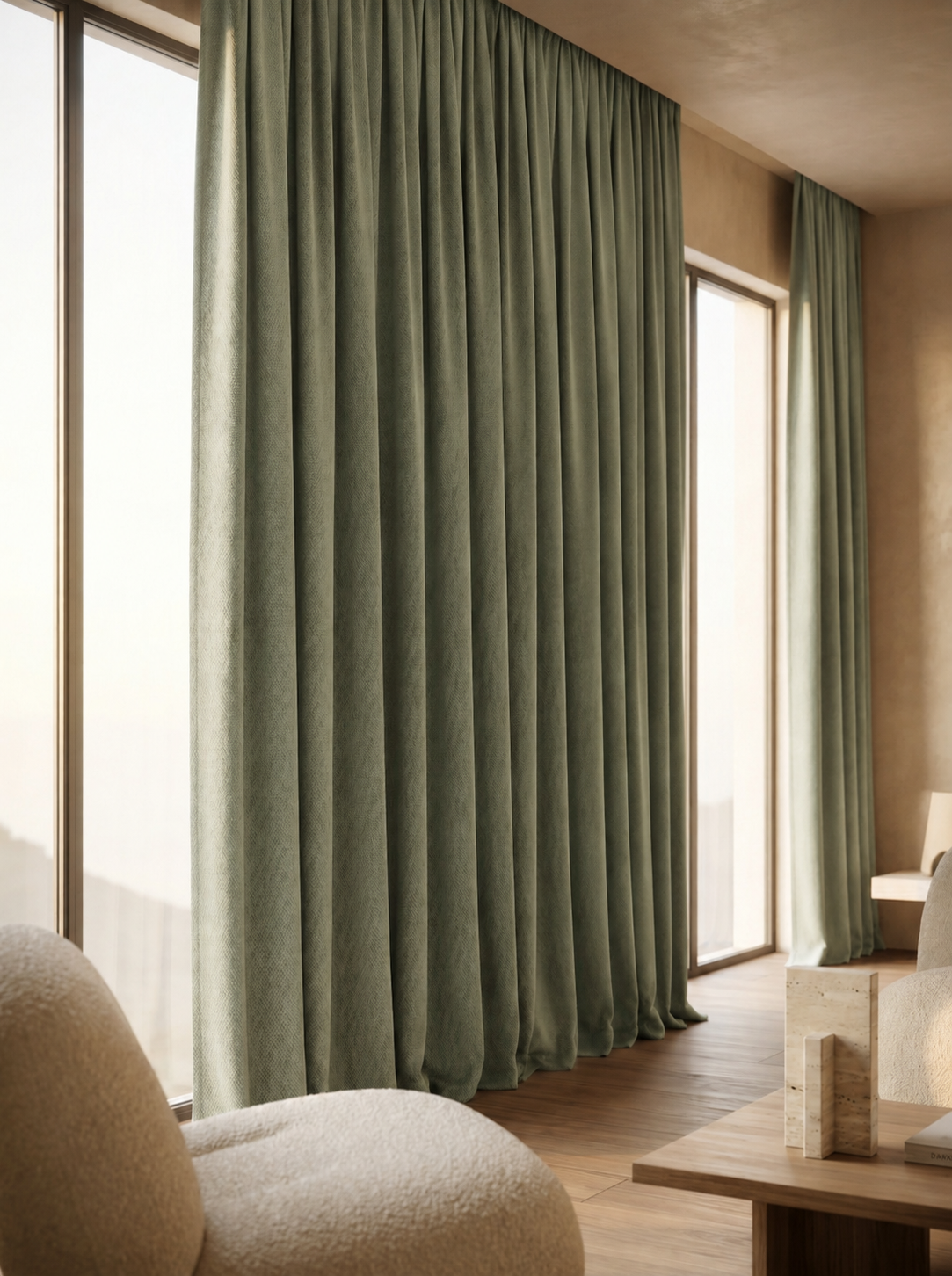 3719-2 Draperie cu Textura Petek Kaki Deschis 14202 - imagine 1