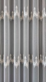 Perdea din Bambus cu Broderie Eleganta  Crem 80923 - imagine 6