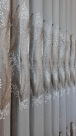 Perdea din Bambus cu Broderie Eleganta  Crem /Maro 25pr406