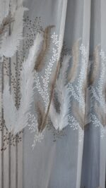 Perdea din Bambus cu Broderie Eleganta  Crem /Maro 25pr406 - imagine 4