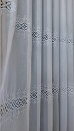 Perdea Cristal  cu  Broderie in 3 Randuri Alba BRD-5628-07 - imagine 3
