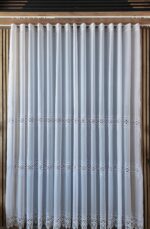 Perdea Cristal  cu  Broderie in 3 Randuri Alba BRD-5628-07 - imagine 4