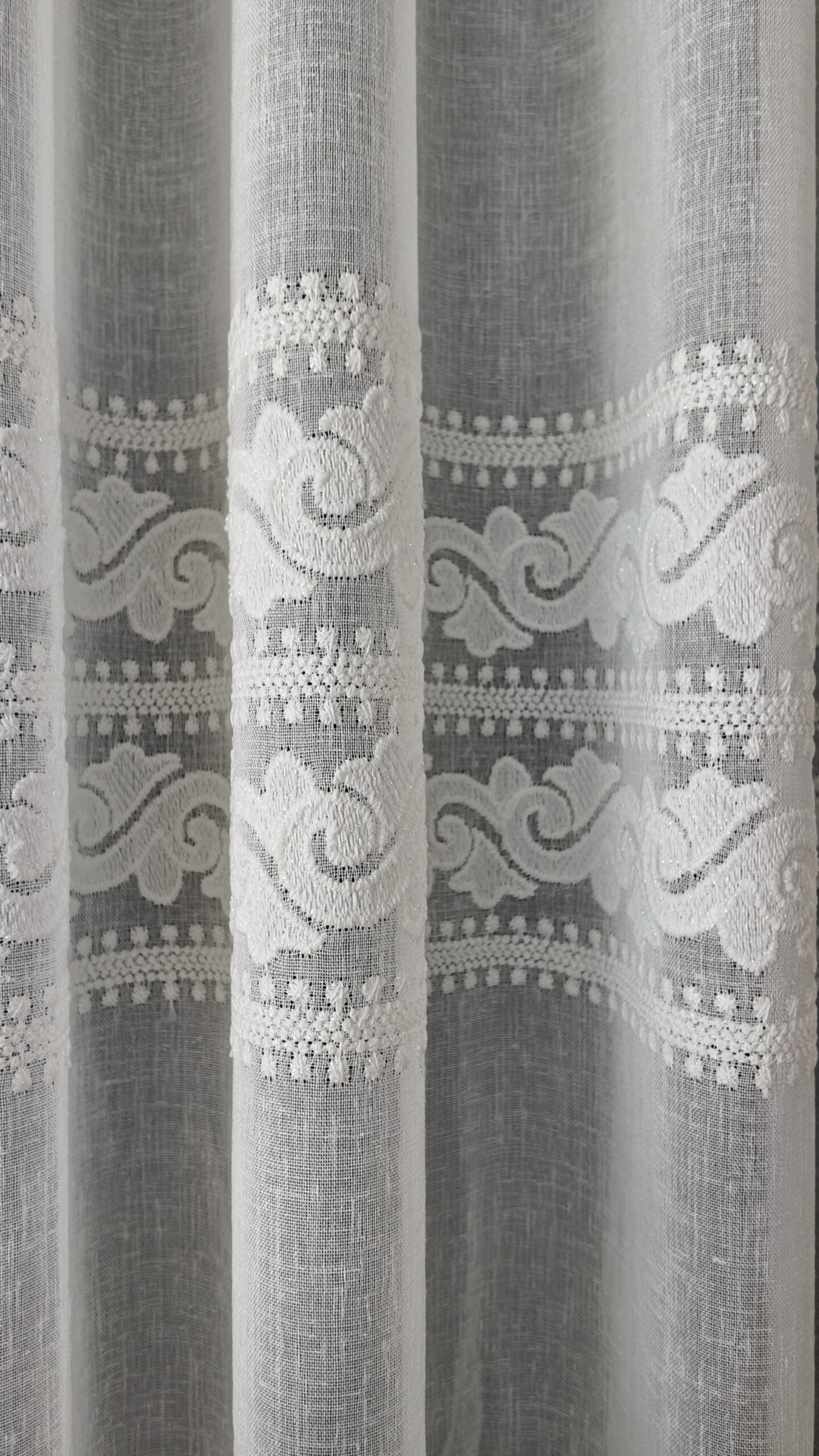 default Perdea din In cu Broderie Eleganta Crem cu Fir Lame 12925 - imagine 1