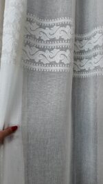 Perdea din In cu  Broderie  Eleganta Crem cu Fir Lame  12925 - imagine 3