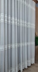 Perdea din In cu  Broderie  Eleganta Crem cu Fir Lame  12925 - imagine 5