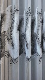 Perdea din Bambus cu Broderie Eleganta  Alb/Negru 25pr406 - imagine 3