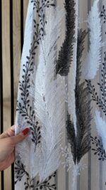 Perdea din Bambus cu Broderie Eleganta  Alb/Negru 25pr406 - imagine 4