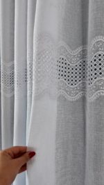 Perdea din In cu  Broderie  Eleganta Alb 12492 - imagine 6